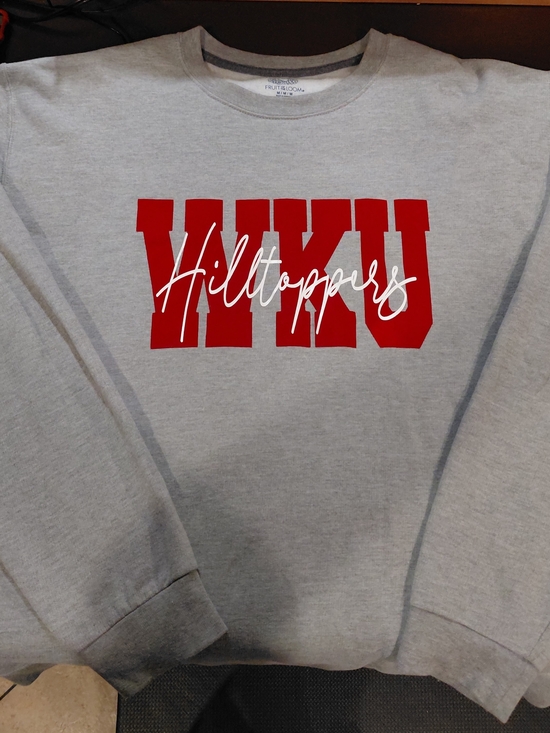 Fruit of the Loom Other - Grey 'Hilltoppers' Graphic Sweatshirt with Red WKU M